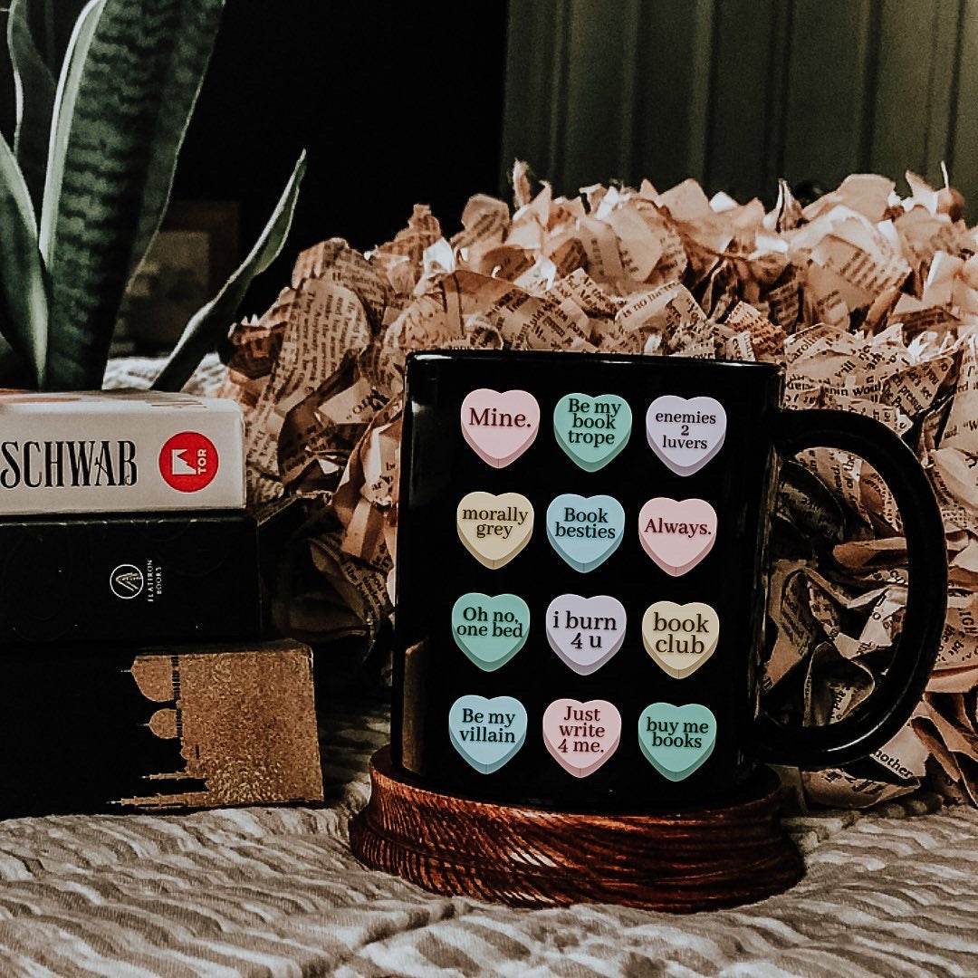 Bookish Candy Hearts Mug