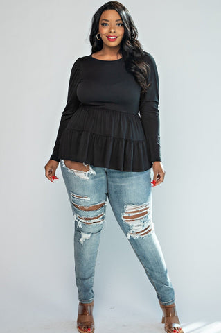 Puff Sleeve Tiered Top (Plus Size)